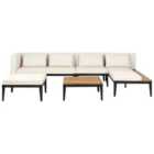 Beliani Garden Lounge Set With Table And Ottoman 4 Seater Bracciano Left Hand Certified Acacia Wood Light Beige