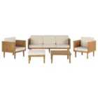 Beliani Garden Lounge Set With Table And Ottoman 5 Seater Baratti Acacia Wood Brown