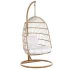 Beliani Hanging Chair with Stand ALLERA PE Rattan Beige
