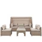 Beliani Garden Lounge Set With Table 5 Seater Coccolia Modular Pe Rattan Beige
