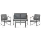 Beliani Garden Lounge Set With Table 4 Seater Vezzana Metal Grey