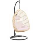 Beliani Hanging Chair with Stand CASOLI PE Rattan Natural