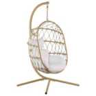 Beliani Hanging Chair with Stand ADRIA Metal Beige