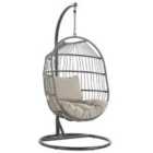 Beliani Hanging Chair with Stand ALBA PE Rattan Black