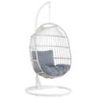 Beliani Hanging Chair with Stand ALBA PE Rattan White