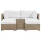 Beliani Garden Lounge Set With Table 2 Seater Noto Modular Pe Rattan Light Brown