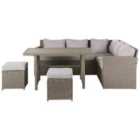 Beliani Garden Lounge Set With Table And Ottoman 5 Seater Bardi Left Hand With Cushions Pe Rattan Taupe