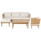 Beliani Garden Lounge Set with Table 4 Seater CREMONA Right Hand Acacia Wood Off-White