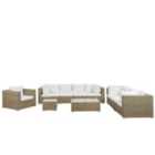 Beliani Garden Lounge Set With Table 8 Seater Maestro Modular Pe Rattan Light Brown