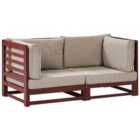 Beliani Garden Sofa 2 Seater Trani Modular Acacia Wood Dark Red