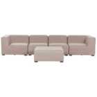 Beliani Garden Sofa With Ottoman 4 Seater Arezzo Modular Beige