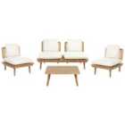 Beliani Garden Lounge Set With Table 4 Seater Accadia Certified Acacia Wood Light Beige