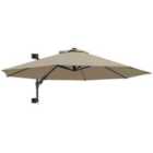 Outsunny Sun Parasol with Vent, Wall Umbrella for Patio, Garden, Khaki