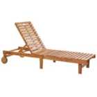 Beliani Wooden Reclining Sun Lounger Light PIETRALUNGA