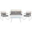 Beliani Garden Lounge Set With Table 4 Seater Pomonte Metal White
