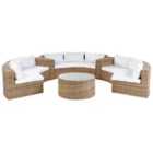 Beliani Garden Lounge Set With Table 9 Seater Severo Pe Rattan Golden Brown
