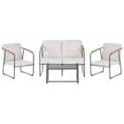 Beliani Garden Lounge Set With Table 4 Seater Vezzana Metal Light Beige