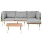 Beliani Garden Lounge Set With Table And Ottoman 3 Seater Senise Metal Grey