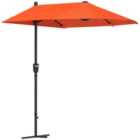 Outsunny 2m Half Garden Parasol Market Umbrella w/ Crank Handle, Orange
