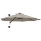 Outsunny Sun Parasol with Vent, Wall Umbrella for Patio, Garden, Pool, Grey