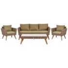Beliani Garden Lounge Set With Table 5 Seater Vittoria Pe Rattan Olive Green