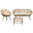 Beliani Garden Lounge Set With Table 3 Seater Maratea/Cesenatico Rattan Natural