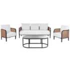 Beliani Garden Lounge Set With Table 5 Seater Montefalco Metal White