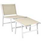 Beliani Garden Chair MARCEDDI with Footstool Metal White/ Beige