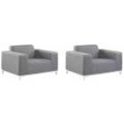 Beliani Set of 2 Garden Armchairs ROVIGO Fabric Grey