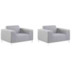 Beliani Set of 2 Garden Armchairs ROVIGO Fabric Light Grey