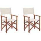 Beliani Set of 2 Garden Chairs CINE Acacia Wood Off-White