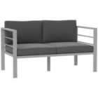 Outsunny All-Weather Garden Loveseat with Removable Cushions, Charcoal Grey