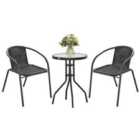 Outsunny 3 Pieces Garden Furniture Set with 2 Stackable Chairs, Black