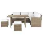 Beliani Garden Lounge Set With Table And Ottoman 5 Seater Bardi Left Hand With Cushions Pe Rattan Brown