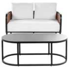 Beliani Garden Lounge Set With Table 2 Seater Montefalco Metal White