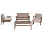 Beliani Garden Lounge Set With Table 4 Seater Manila Certified Acacia Wood Dark Brown