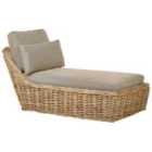 Beliani Rattan Sun Lounger with Cushion Taupe BELSITO