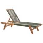 Beliani Wooden Reclining Sun Lounger Green PROSSEDI