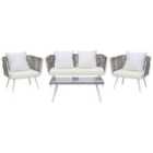 Beliani Garden Lounge Set With Table 4 Seater Ragusa Pe Rattan Off-white