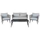 Beliani Garden Lounge Set With Table 4 Seater Preveza Pe Rattan Grey