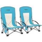 Outsunny Set of 2 Folding Beach Chair, Camping Chair with Carry Bag, Blue