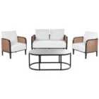 Beliani Garden Lounge Set With Table 4 Seater Montefalco Metal White