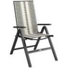 Outsunny Rattan Folding Chair w/ 5-Position Adjustable Backrest, Grey