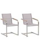 Beliani Set of 2 Garden Chairs COSOLETO Stainless Steel Beige