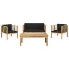 Beliani Garden Lounge Set With Table 4 Seater Pacific Acacia Wood Black