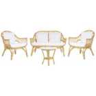 Beliani Garden Lounge Set With Table 4 Seater Sibari Rattan Natural