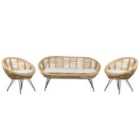 Beliani Garden Sofa Set 4 Seater Maratea Rattan Natural