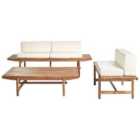 Beliani Garden Lounge Set With Table 3 Seater Giaveno Acacia Wood Off-white