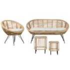 Beliani Garden Lounge Set With Table 3 Seater Maratea/Cesenatico Rattan Natural