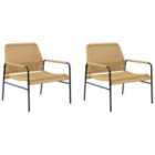 Beliani Set of 2 Garden Chairs PRASIMO PE Rattan Natural
